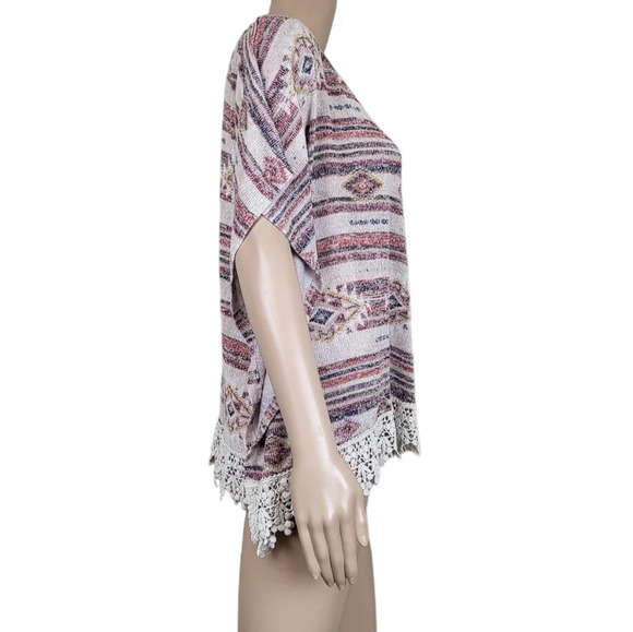 American Rag Oversized Aztec Print Crochet Knit Top - Picture 3 of 4